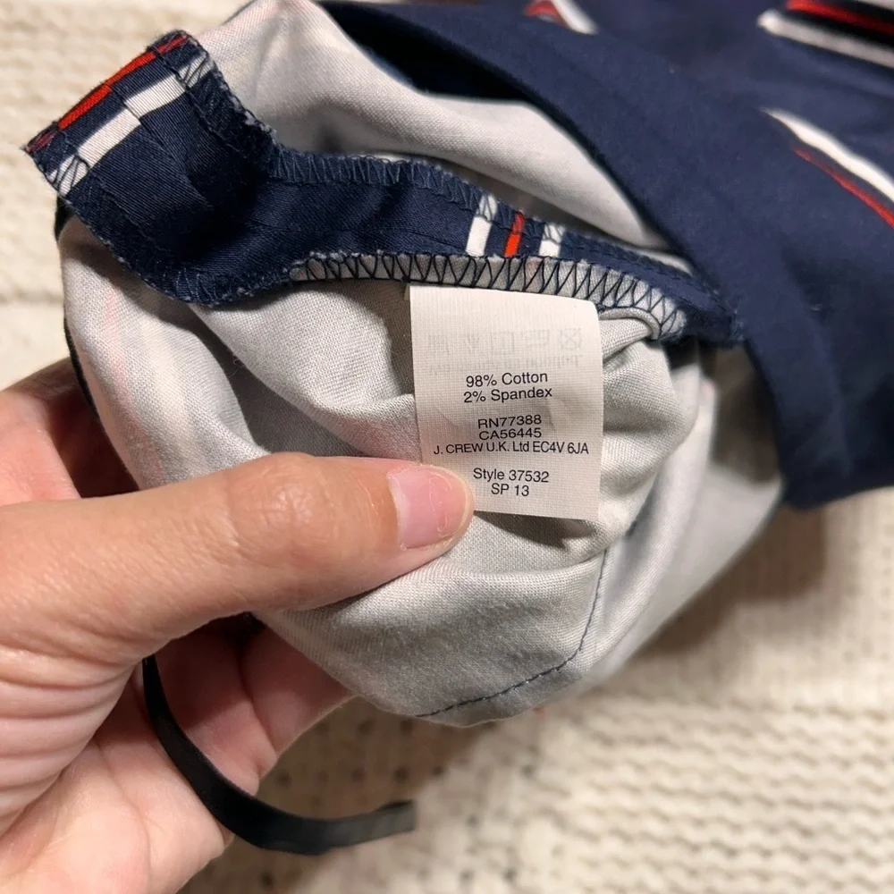 J Crew The Pencil Skirt Navy Blue White Striped Skirt